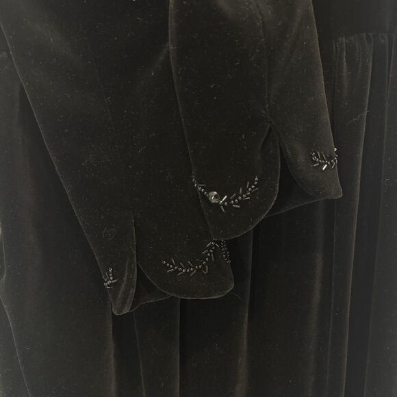 VTG Laura Ashley Dress 80s 90s Black Velvet Beaded Long Sleeve Midi 8 - Picture 12 of 13